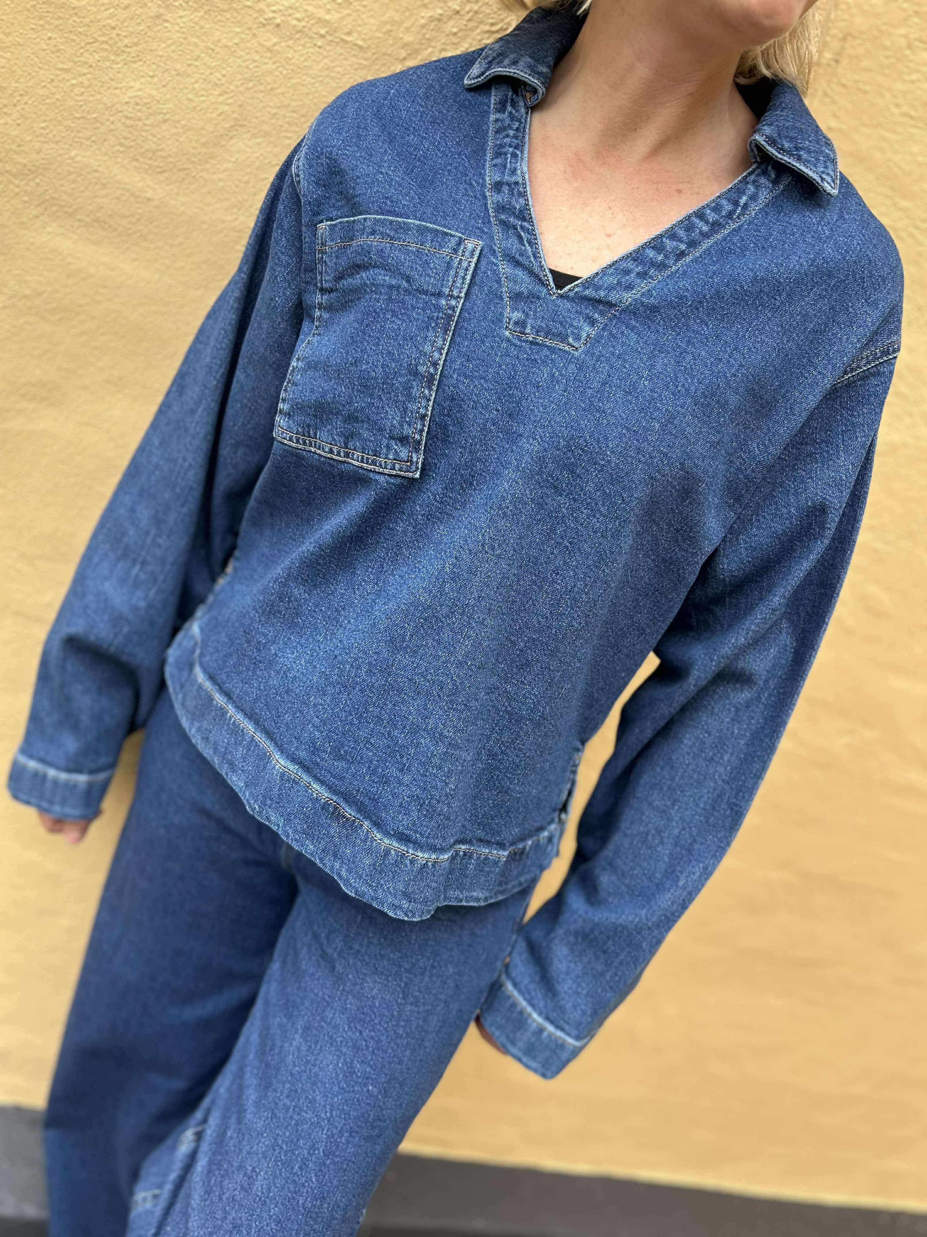 PCSILKE Denim Shirt - Medium Blue Denim